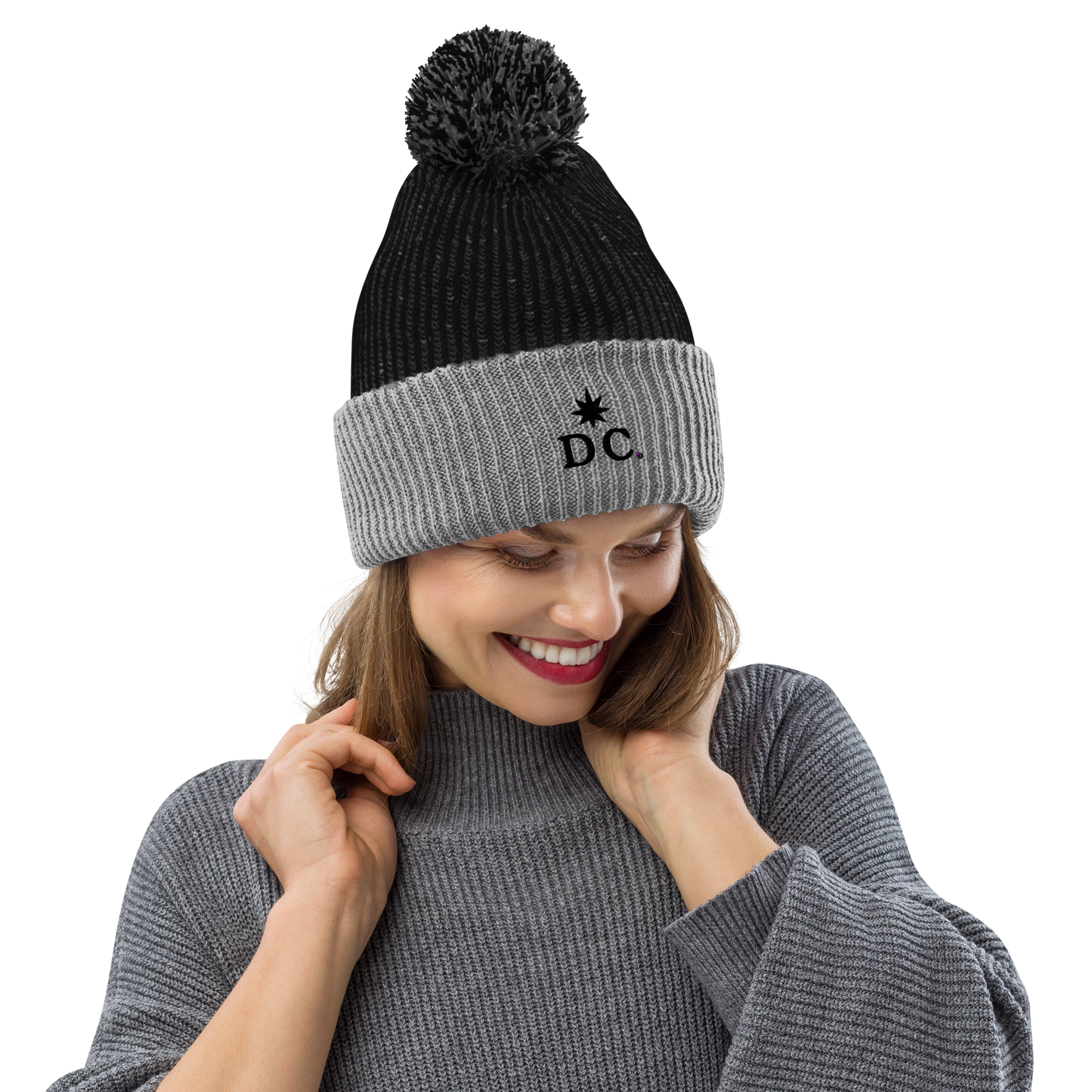 
                  
                    Lettermark Pom-Pom Beanie - Black/Grey
                  
                